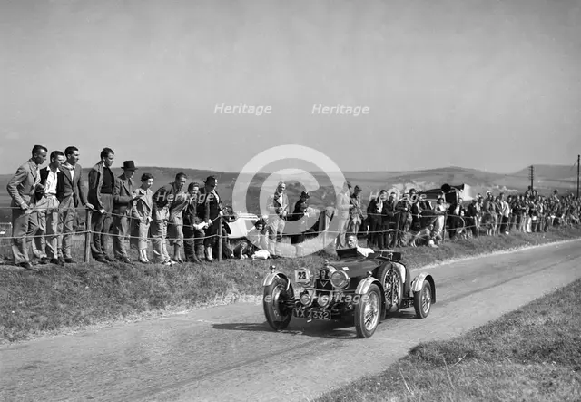 Bugatti Type 37 of H Pownall competing in the Bugatti Owners Club Lewes Speed Trials, Sussex, 1937. Artist: Bill Brunell.