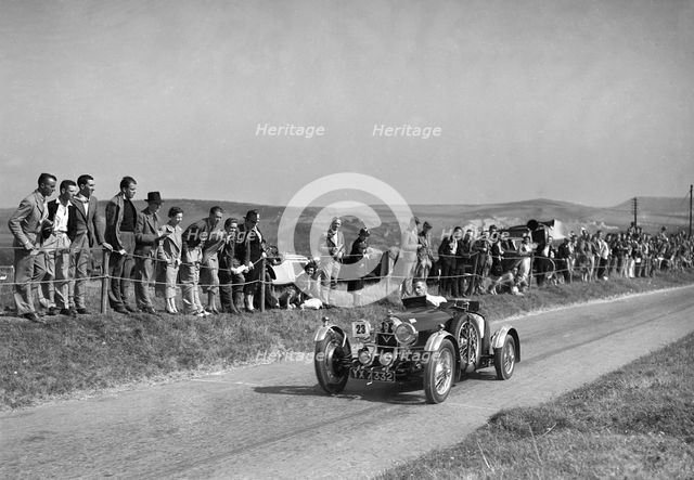 Bugatti Type 37 of H Pownall competing in the Bugatti Owners Club Lewes Speed Trials, Sussex, 1937. Artist: Bill Brunell.