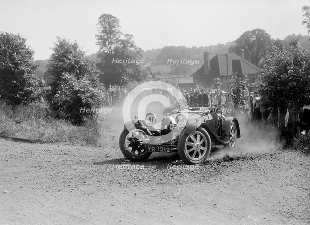 Bugatti Type 37, Bugatti Owners Club Hill Climb, Chalfont St Peter, Buckinghamshire, 1935. Artist: Bill Brunell.