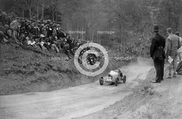 Bugatti Type 37 competing in the Shelsley Walsh Amateur Hillclimb, Worcestershire, 1929. Artist: Bill Brunell.