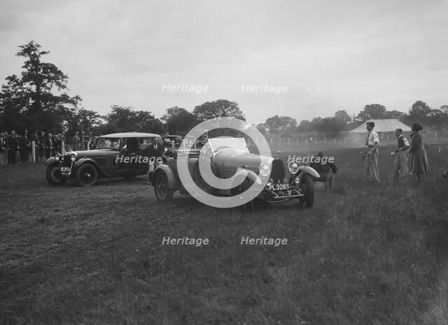 Bugatti Type 44 and Alvis FWD taking part in the Bugatti Owners Club gymkhana, 5 July 1931. Artist: Bill Brunell.