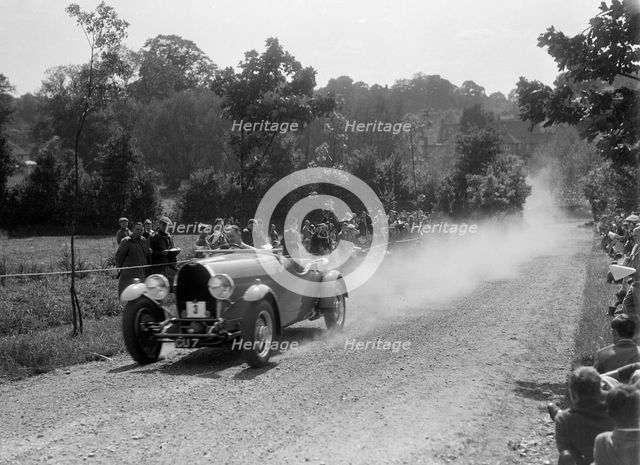 Bugatti Type 49, Bugatti Owners Club Hill Climb, Chalfont St Peter, Buckinghamshire, 1935. Artist: Bill Brunell.