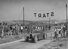Bugatti Type 43 of AF Walsham competing in the Bugatti Owners Club Lewes Speed Trials, Sussex, 1937. Artist: Bill Brunell