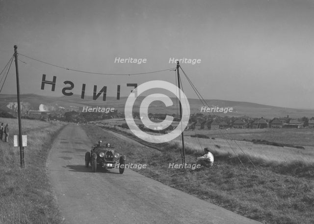 Bugatti Type 43 of AF Walsham competing in the Bugatti Owners Club Lewes Speed Trials, Sussex, 1937. Artist: Bill Brunell.