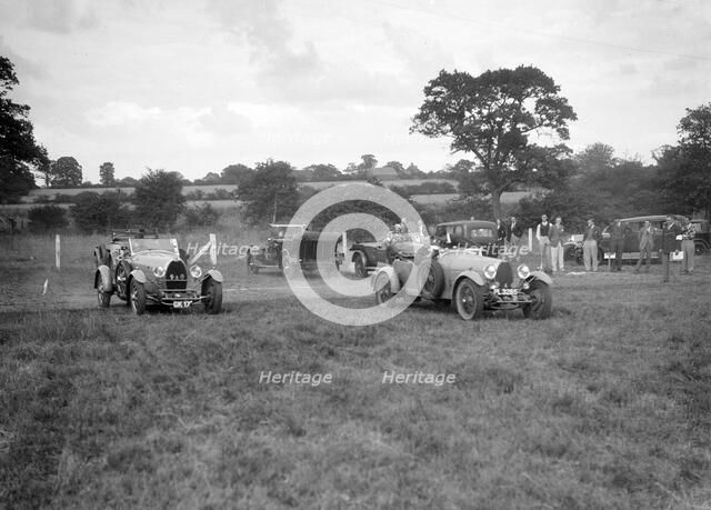 Bugatti Type 43 and 44 taking part in the Bugatti Owners Club gymkhana, 5 July 1931. Artist: Bill Brunell.
