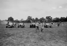 Bugatti Type 43 and 44 and a Bentley taking part in the Bugatti Owners Club gymkhana, 5 July 1931. Artist: Bill Brunell