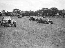 Bugatti Type 43, Aston Martin and Alvis FWD at the Bugatti Owners Club gymkhana, 5 July 1931. Artist: Bill Brunell