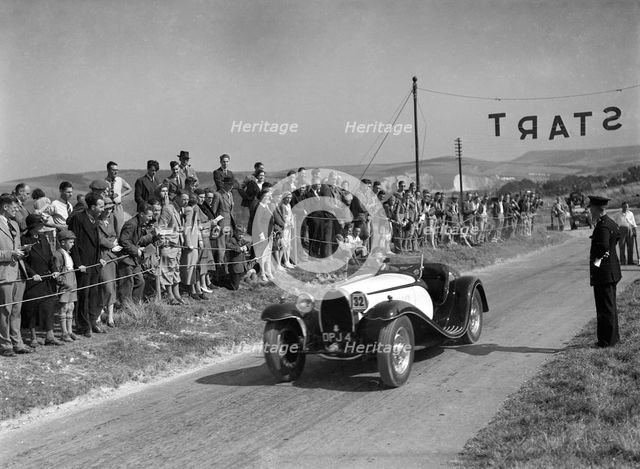 Bugatti Type 55 of CI Craig competing at the Bugatti Owners Club Lewes Speed Trials, Sussex, 1937. Artist: Bill Brunell.