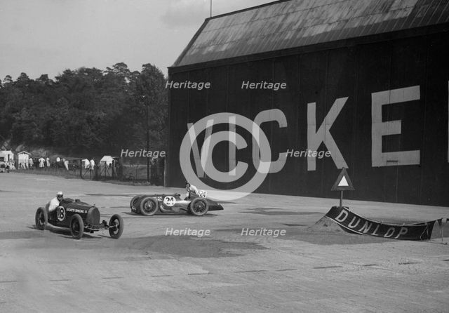 Bugatti Special 5 racing at a BARC meeting, Brooklands, 1933. Artist: Bill Brunell.