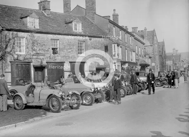 Bugattis at a Bugatti Owners Club meeting, Broadway, Worcestershire, 1937. Artist: Bill Brunell.