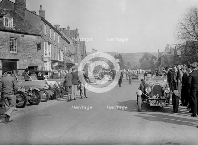 Bugattis at a Bugatti Owners Club meeting, Broadway, Worcestershire, 1937. Artist: Bill Brunell.