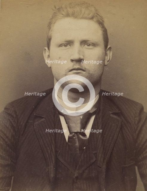 Buhr. Victor. 25 ans, né à Cologne (Allemagne). Peintre décorateur. Anarchiste. 2/3/94., 1894. Creator: Alphonse Bertillon.