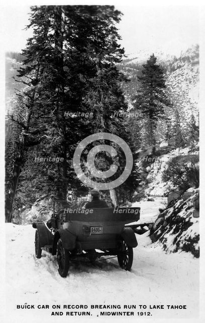 Buick car on a record breaking run to Lake Tahoe and return, midwinter 1912. Artist: Unknown