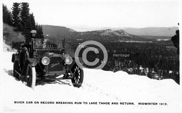 Buick car on a record breaking run to Lake Tahoe and return, midwinter 1912. Artist: Unknown