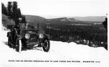 Buick car on a record breaking run to Lake Tahoe and return, midwinter 1912