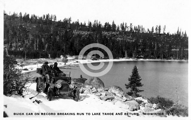 Buick car on a record breaking run to Lake Tahoe and return, midwinter 1912. Artist: Unknown