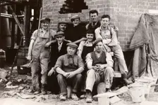 Builders, Rowntree factory, York, Yorkshire, 1937
