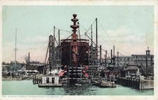 Building a warship, Cramp's Shipyard, Philadelphia, Pennsylvania, USA, 1905