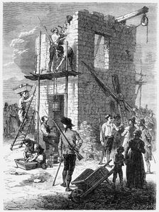 Building a Chappe telegraph station, c1793, (c1870). Creator: Anon
