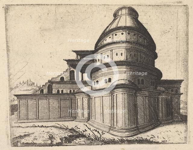 Building [Aerarii Publici Rome] from the series 'Ruinarum variarum fabricarum delineatione..., 1554. Creator: Lambert Suavius.
