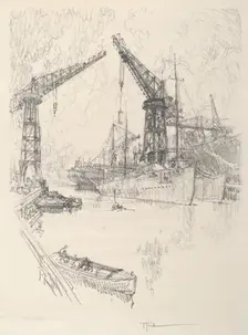 Building Destroyers, 1917. Creator: Joseph Pennell