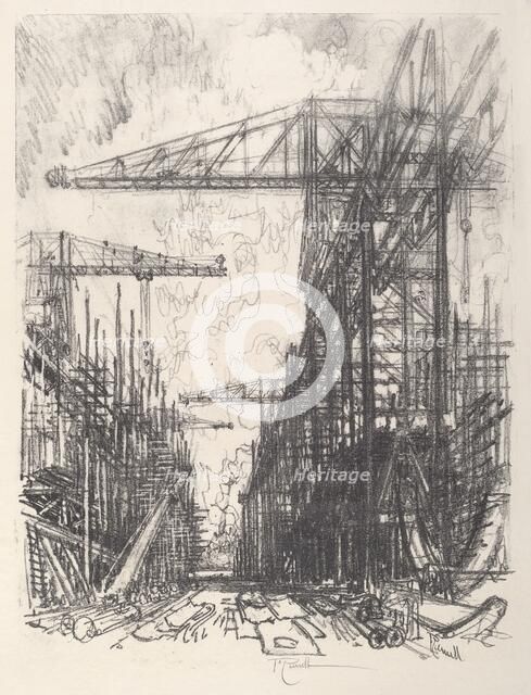 Building Destroyers, No.I, 1917. Creator: Joseph Pennell.