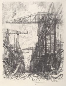 Building Destroyers, No.I, 1917. Creator: Joseph Pennell