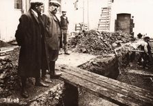 Building foremen examine work on site at Rowntree factory, Haxby Road,York, Yorkshire, 1908