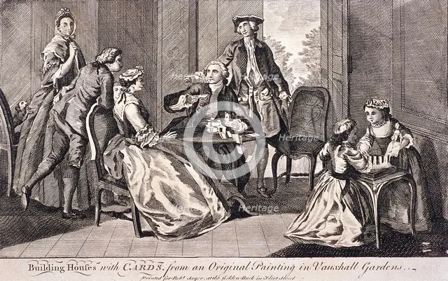'Building houses with cards'', c1745. Artist: Benjamin Cole