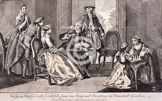 'Building houses with cards'', c1745. Artist: Benjamin Cole
