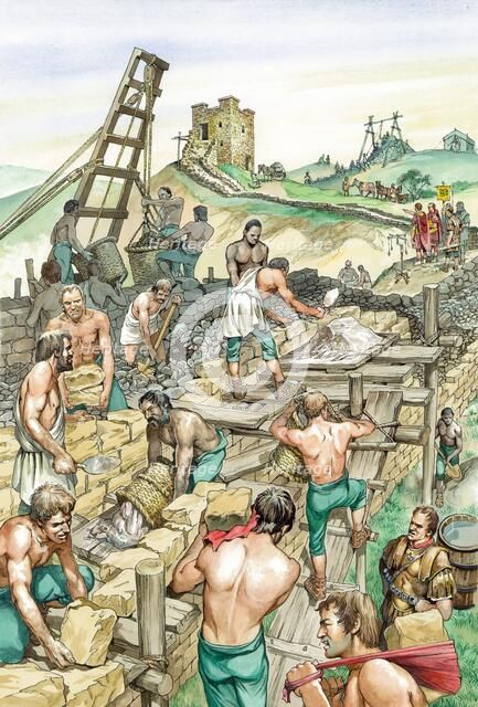 Building Hadrian's Wall, early 2nd century (c1985-c2000). Artist: Philip Corke.