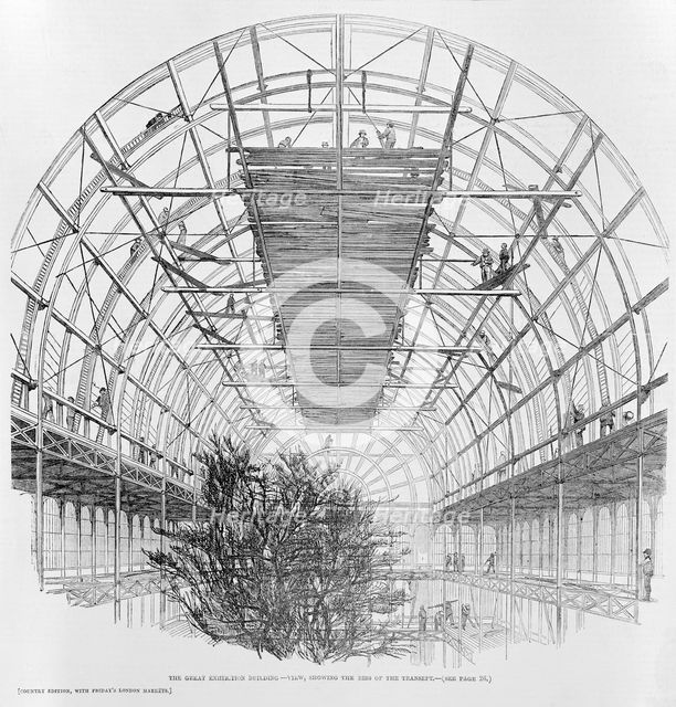 Building in Hyde Park, London for the Great Exhibition, 1851. Creator: Unknown.