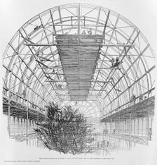 Building in Hyde Park, London for the Great Exhibition, 1851. Creator: Unknown