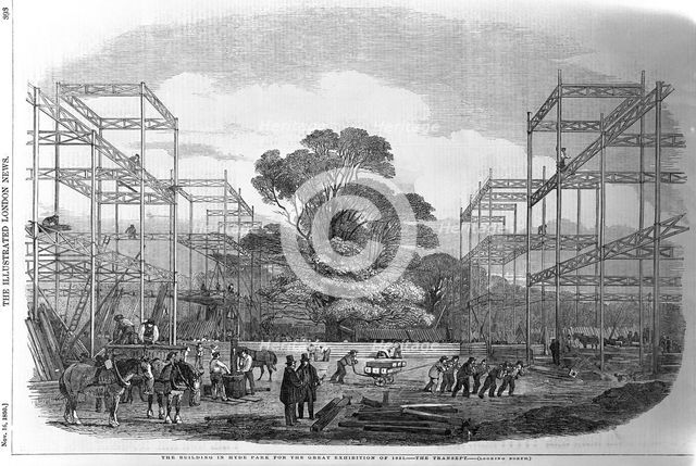 Building in Hyde Park, London for the Great Exhibition, 1851. Creator: Unknown.