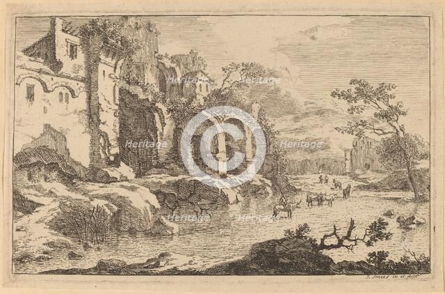 Building in Ruins at the Side of a River. Creator: Jan Smees.