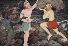 Building of Rama's bridge, 1913. Artist: K Venkatappa