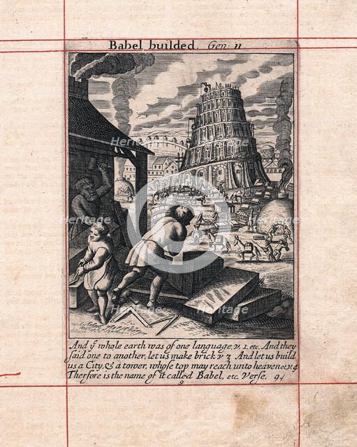 Building of the Tower of Babel, 1716. Artist: Unknown