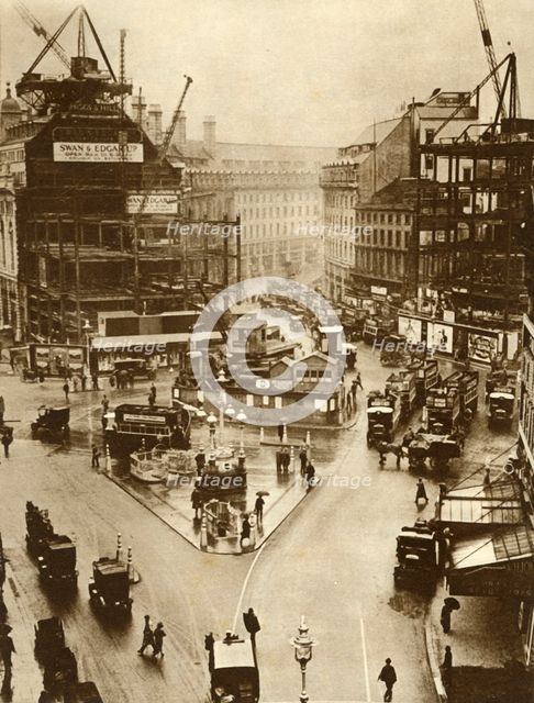 Building work at Piccadilly Circus in London, 1926, (1935). Creator: Unknown.