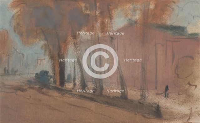 Building with Trees;Study for Chelsea Embankment, 1825 to 1827. Creator: Unknown.