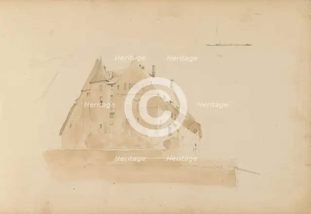 Building with a tower, 1820-1896. Creator: Kasparus Karsen.