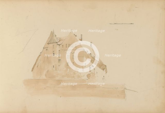 Building with a tower, 1820-1896. Creator: Kasparus Karsen.