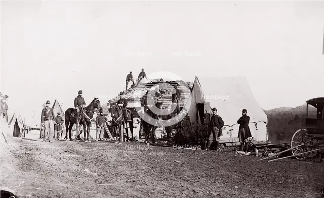Building Winter Quarters, 1861-65. Creator: Unknown.