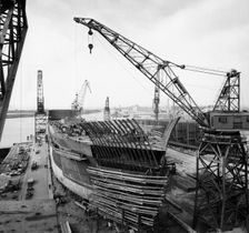 Building the M/S Torne at the shipyard, Landskrona, Sweden, 1959. Creator: Unknown