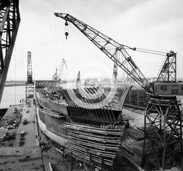 Building the M/S 'Torne' at the shipyard, Landskrona, Sweden, 1959. Creator: Unknown.