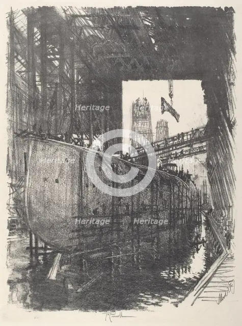 Building the Battleship, 1917. Creator: Joseph Pennell.