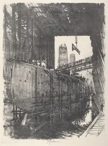 Building the Battleship, 1917. Creator: Joseph Pennell