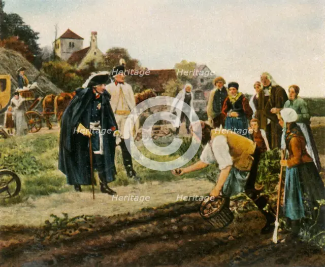 Building the country after the Seven Years' War: the King Overall, (1936). Creator: Unknown.