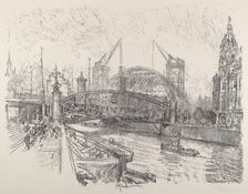 Building the Freidrich-Strasse Station, 1921. Creator: Joseph Pennell