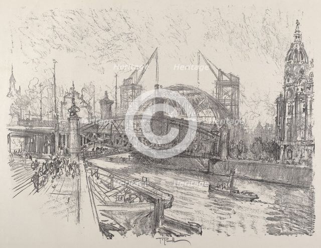 Building the Freidrich-Strasse Station, 1921. Creator: Joseph Pennell.