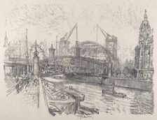 Building the Freidrich-Strasse Station, 1921. Creator: Joseph Pennell